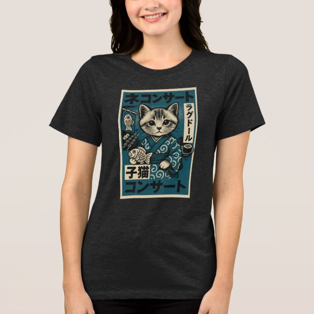 Neko Noodle Nights Tri-Blend Shirt (Front)