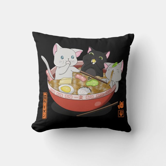 Neko Ramen cat Cushion (Front)