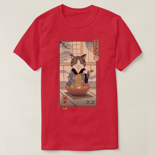 Neko Ramen Ukiyoe  T-Shirt (Design Front)