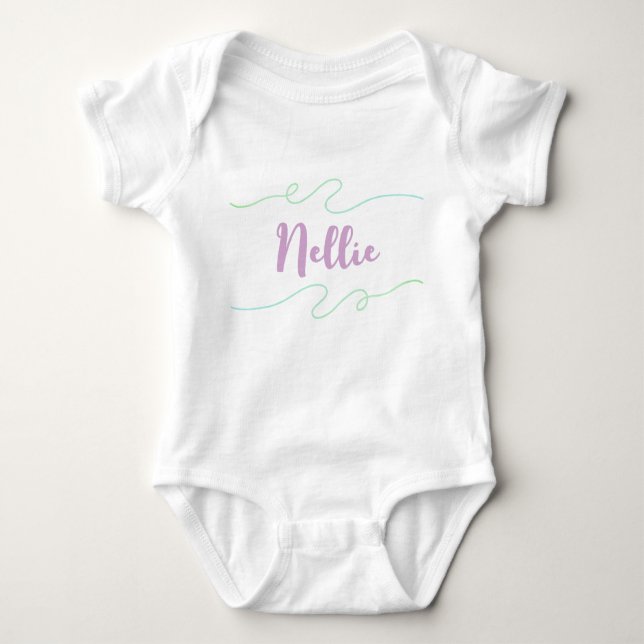 Nellie Name Custom Kids Girls Clothing Name Reveal Baby Bodysuit (Front)