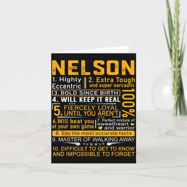 Nelson Name Shirt D Nelson Last Name  Card (Front)