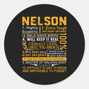 Nelson Name Shirt D Nelson Last Name Classic Round Sticker