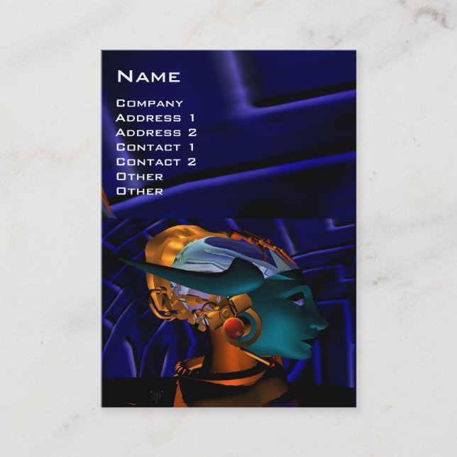 NEMES / cybernetics, mechanical engineer,blue Business Card (Front)