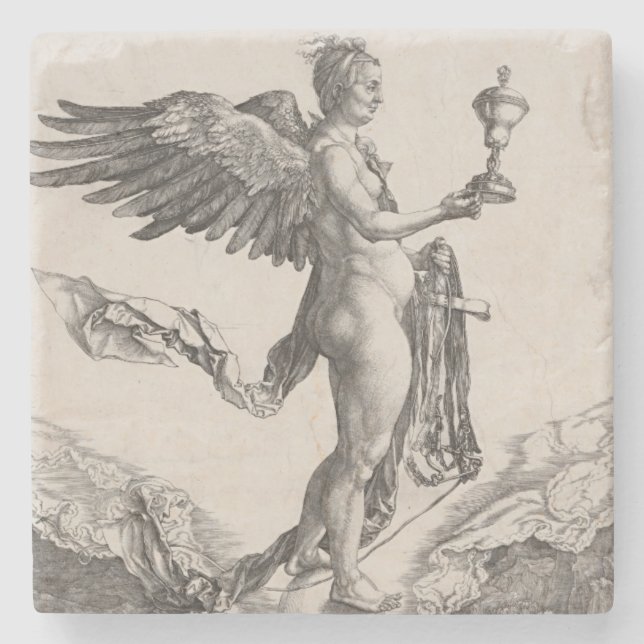 Nemesis by Albrecht Durer Stone Coaster (Front)
