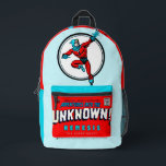 NEMESIS: the super ghost Comic Backpack<br><div class="desc">- Classic 1960's Adventures into the Unknown; NEMESIS - the super ghost Design (multi-layered) Retro Comic Backpack. Colors: Red,  lite blue,  white and cyan blue.</div>