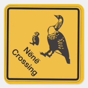 Nene Crossing, Traffic Warning Sign, Hawaii, USA Square Sticker