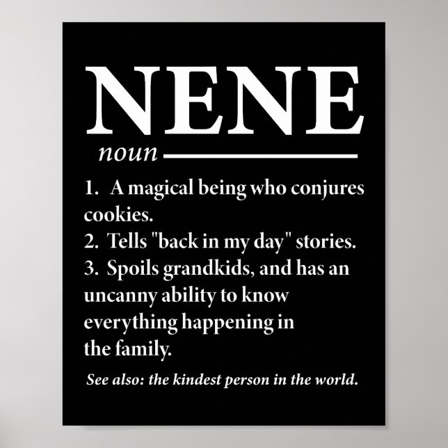 Nene Definition Funny Grandmother Poster (Front)