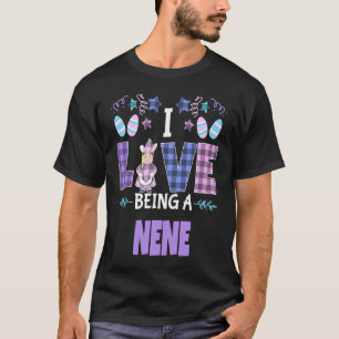 Nene I Love Being a Grandmother Pink Plaid Easter  T-Shirt