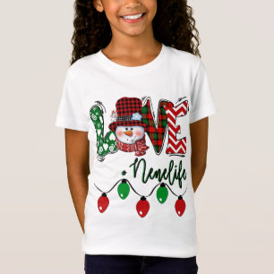 Nene Snowman Love Nene Life Christmas Red Plaid T-Shirt