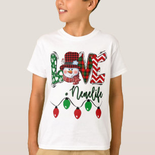 Nene Snowman Love Nene Life Christmas Red Plaid T-Shirt
