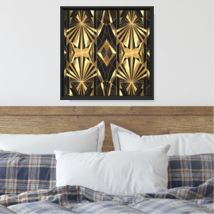 Neo Art Deco Black Gold Geometric Gatsby Canvas Print