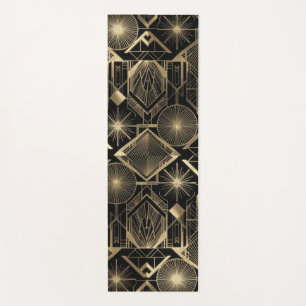 Neo Art Deco Black Gold Geometric Vintage Gatsby Yoga Mat