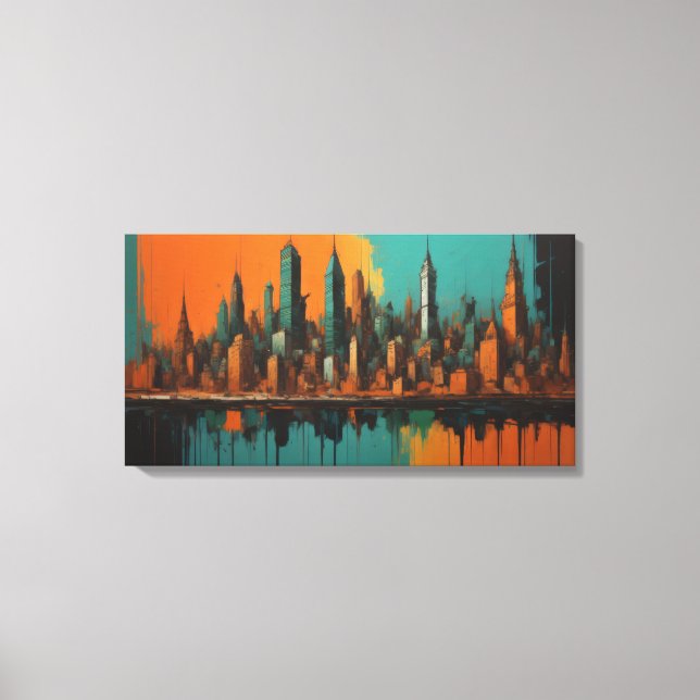 Neo Cityscape at night Canvas Print (Front)