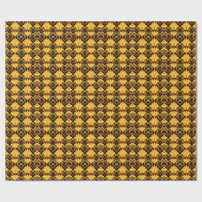Neo Deco Gold Geometric Abstract Pattern Wrapping Paper (Flat)