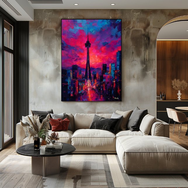 Neo Expressionist Seoul Skyline Vibrant Sunset Poster (Creator Uploaded)