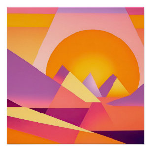 NEO GEO SUNSET LANDSCAPE POSTER