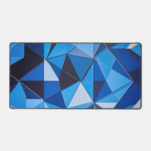 NEO GEO TRIANGLES IN BLUE DESK MAT