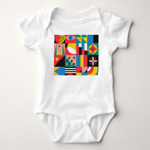 Neo Geometric Colourful Shapes Illustration Baby Bodysuit