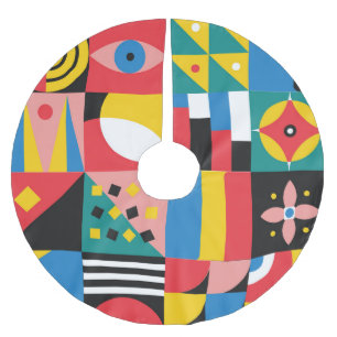 Neo Geometric Colourful Shapes Illustration Brushed Polyester Tree Skirt