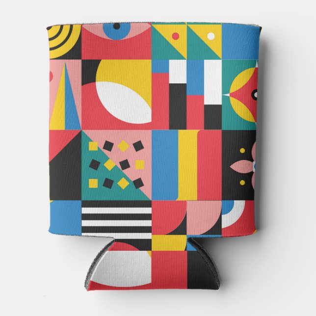 Neo Geometric Colourful Shapes Illustration Can Cooler (Front)