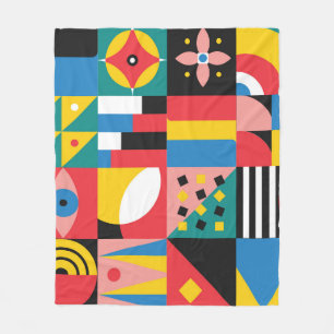Neo Geometric Colourful Shapes Illustration Fleece Blanket