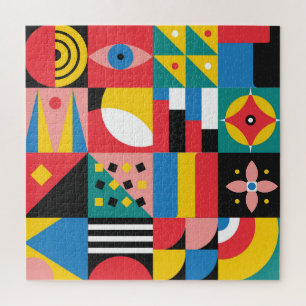Neo Geometric Colourful Shapes Illustration Jigsaw Puzzle