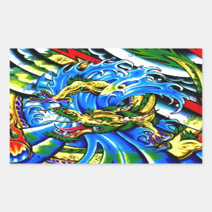 Neo Jap Dragon Tattoo Rectangular Sticker