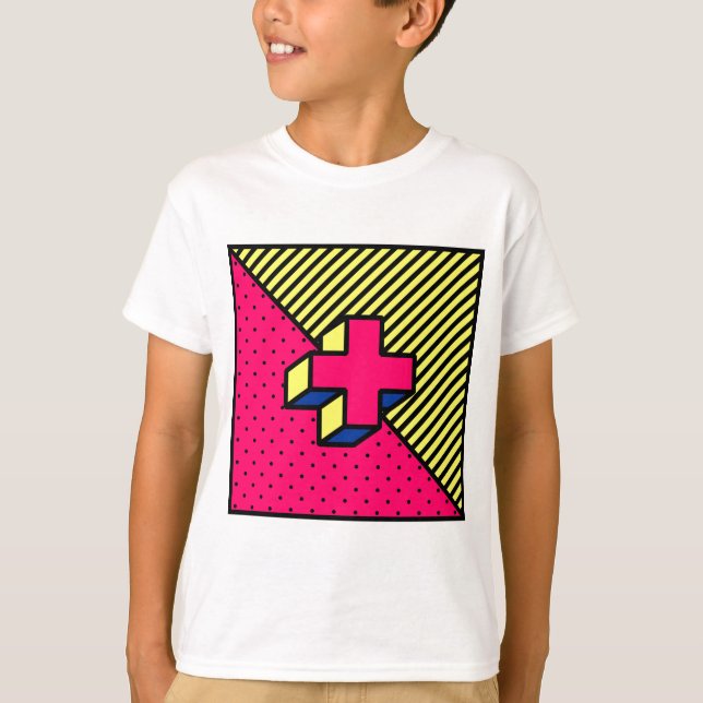 Neo Memphis Cross /Plus Sign Motif T-Shirt (Front)