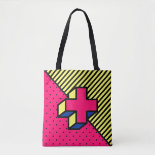 Neo-Memphis Patch - Cross/Plus sign Tote Bag