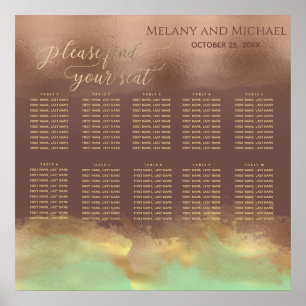 Neo mint cinnamon rose gold foil watercolor poster