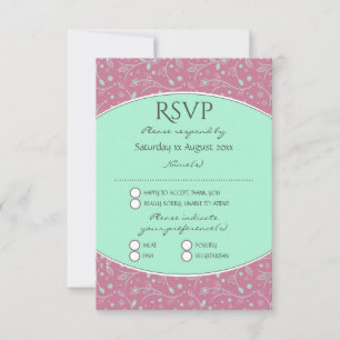NEO MINT DUSKY PINK Elegant Modern Floral RSVP Card