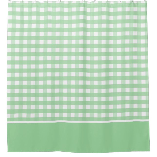 Neo Mint Green and White Gingham Shower Curtain (Front)