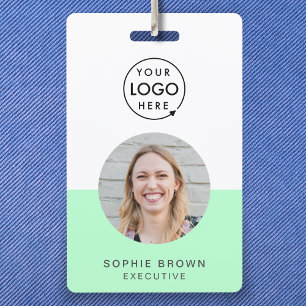 Neo Mint Green ID Modern Trendy Minimalist Photo Badge