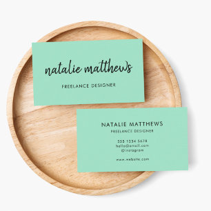Neo Mint   Minimalist Modern Stylish Handwritten Business Card