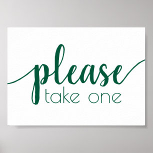 Neo Mint Script   Green Please Take One Table Sign
