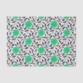 Neo Mint Vintage Style China Poppy Floral Pattern  Tissue Paper