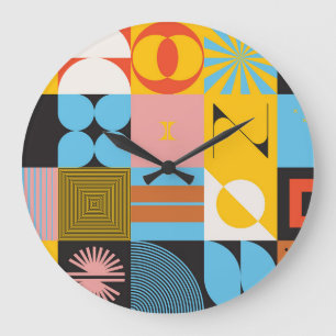 Neo-Modern Abstracts: Geometric Jazz Large Clock