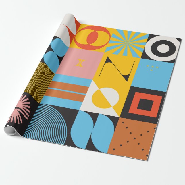 Neo Modernism artwork pattern made with abstract g Wrapping Paper (Unrolled)
