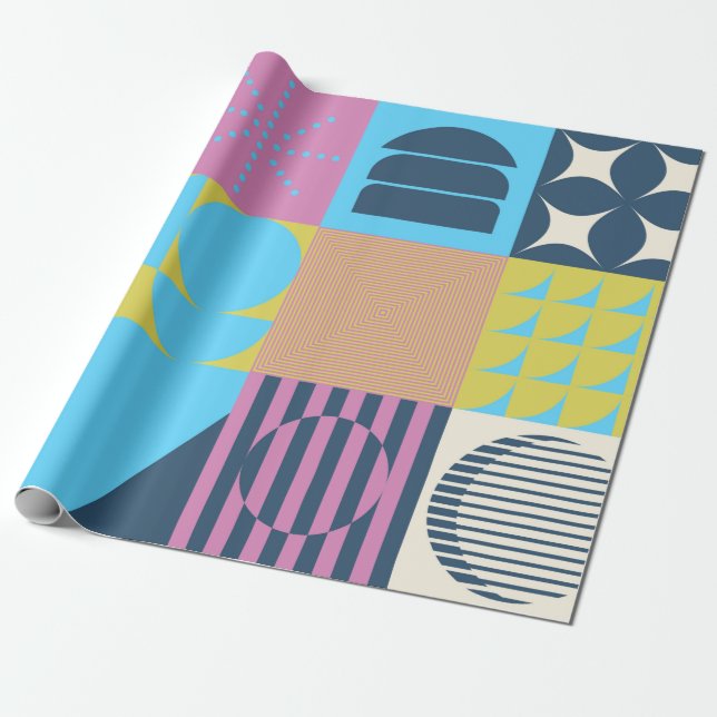 Neo Modernism artwork pattern made with abstract g Wrapping Paper (Unrolled)