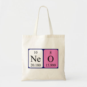 Neo periodic table name tote bag