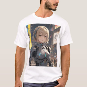 Neo-Tokyo AI: Aiko's Human Interaction Journey T-Shirt