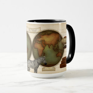 Neo-Victorian World Traveller's Illustrated Atlas Mug