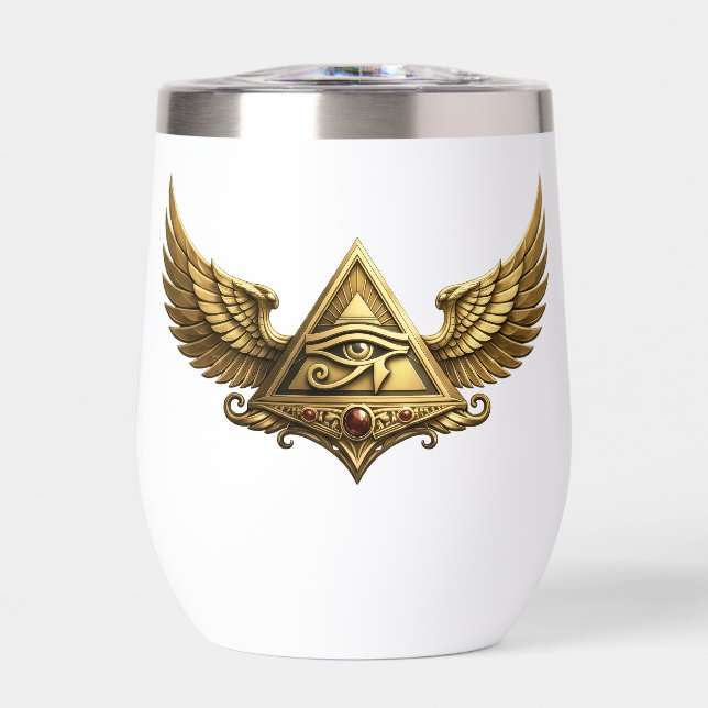 NeoAnkh | 3D Gold Eye of Horus & Winged Pyramid (Front)
