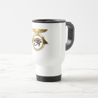 NeoAnkh 3D Golden Eye of Horus Winged Sun Disk Travel Mug