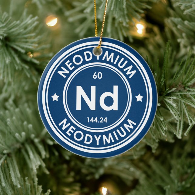 Neodymium Element Blue Ceramic Ornament (Tree)