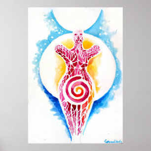 Neolithic goddess of fertility with the sun and th poster
