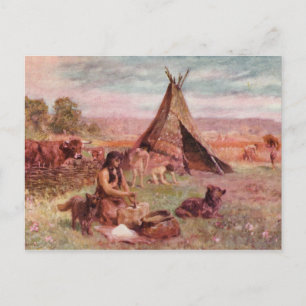 Neolithic Homestead Antique Print Postcard