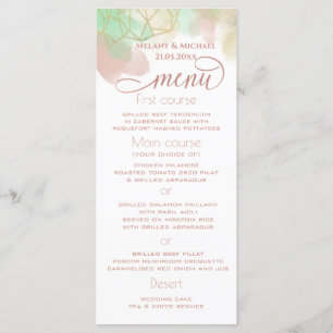 Neomint blush gold watercolor geometrical menu
