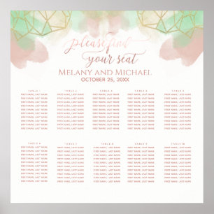 Neomint blush gold watercolor geometrical poster