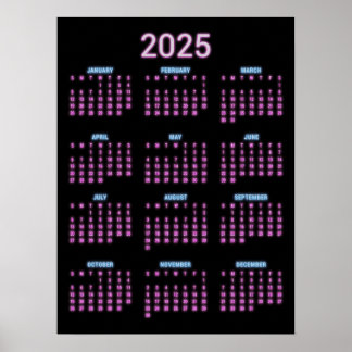 Neon 2025 Calendar Poster